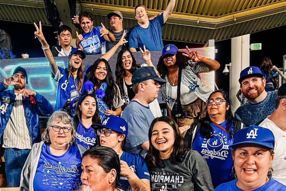 ICAN clients and staff at a Dodgers game